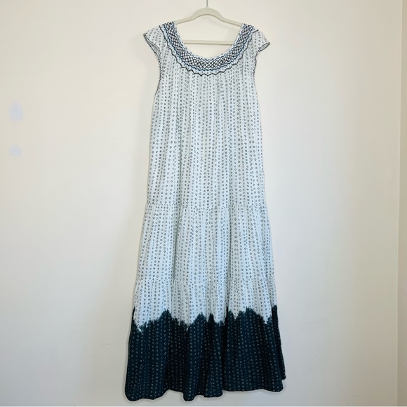 Apiece Apart Aborsano Dress in Dipped Shibori - Dip Tie Dye Boho Smocked - Picture 13 of 16